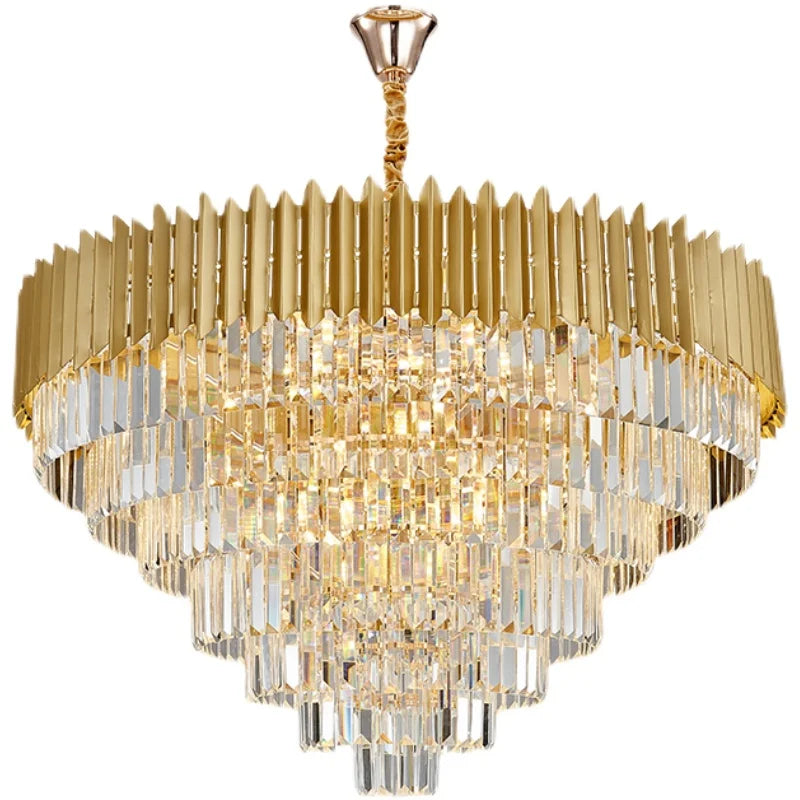Afralia™ Modern Golden Crystal Pendant Chandelier for Luxurious Living Room Decor