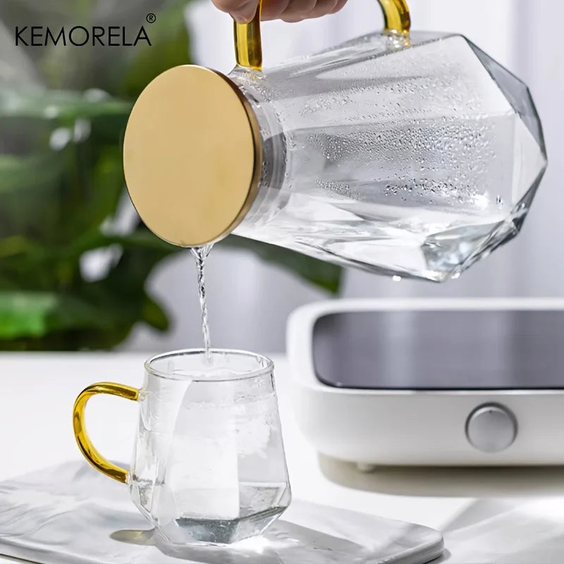 Afralia™ Diamond Texture Glass Teapot Set - Elegant Hot and Cold Water Kettle for Home