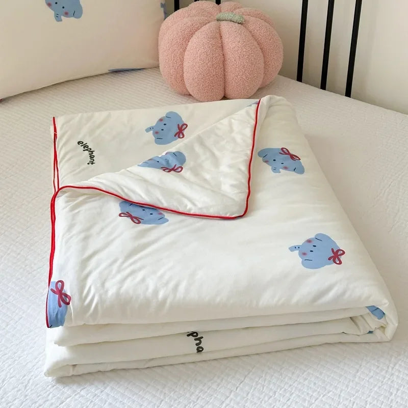 Afralia™ Cartoon Patchwork Summer Cooling Blanket Lightweight Air Condition Comforter