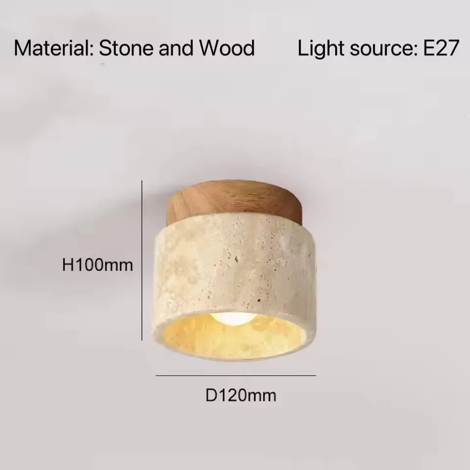 Afralia™ Travertine Stone Ceiling Downlight with E27 Bulb