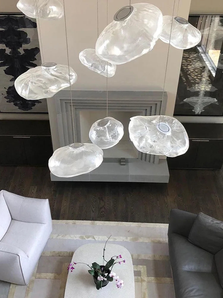 Afralia™ Modern Loft Glass Pendant Lights Chandeliers for Living Room Stairwell Lighting