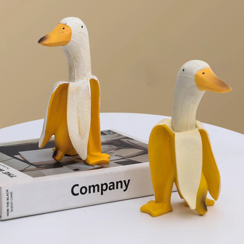 Afralia™ Abstract Banana Duck Sculpture Decorative Figurine for Home Decoration