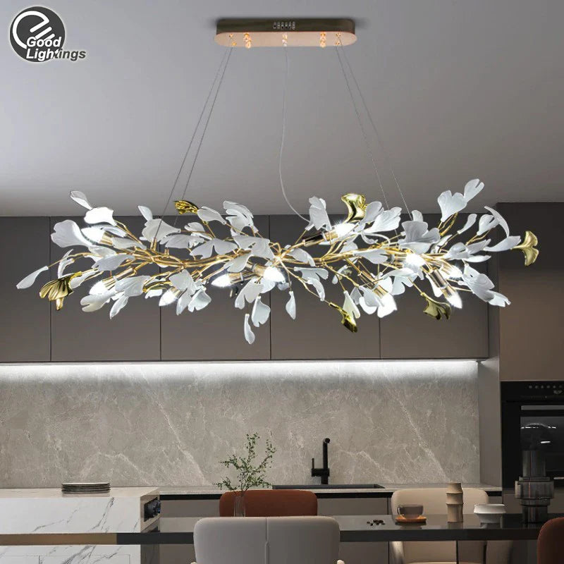 Afralia™ Ginkgo Leaf Crystal Chandelier: Nordic Design Tree Branch Hanging Light