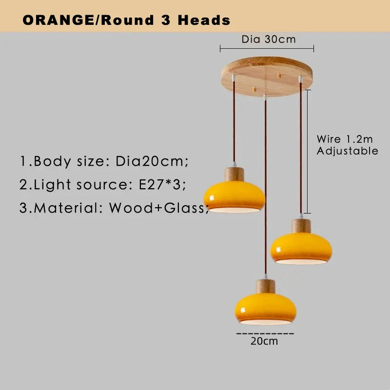 Afralia™ Orange Glass LED Pendant Light Fixture for Home Indoor Living Spaces