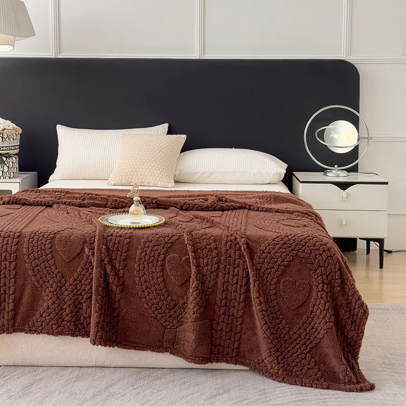 Afralia™ Taffeta Velvet Jacquard Coral Fleece Blanket: Warm, Skin-Friendly, Multi-Functional Sofa Cover
