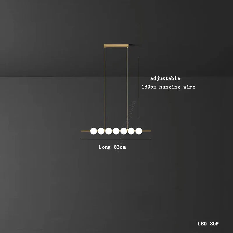 Afralia™ Modern Magic Bean Brass White Ball LED Ceiling Chandelier