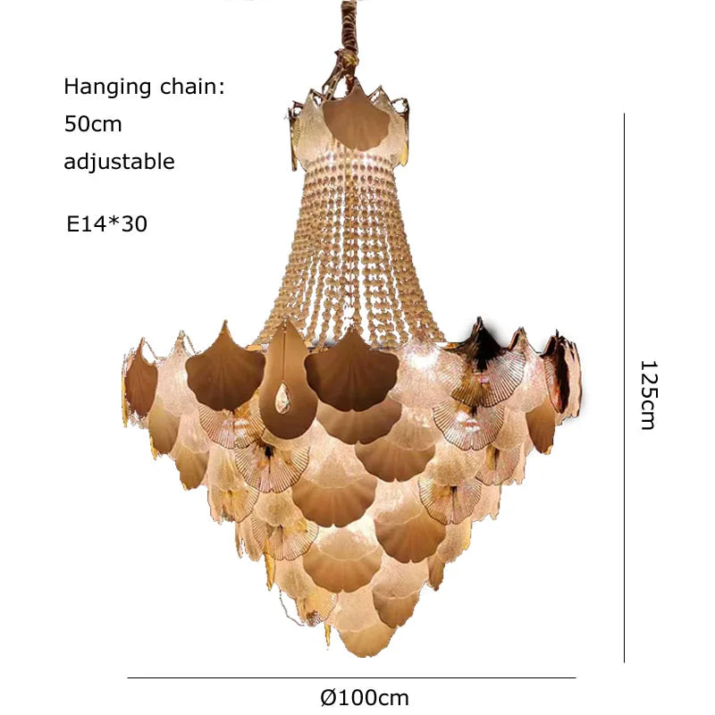 Afralia™ Ginkgo Gold LED Chandelier Fixture for Living Room