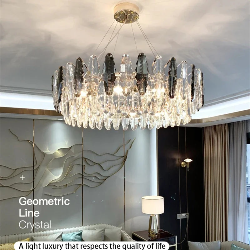 Afralia™ Diamond Crystal Chandelier Pendant Lamp LED Lighting for Elegant Living Room