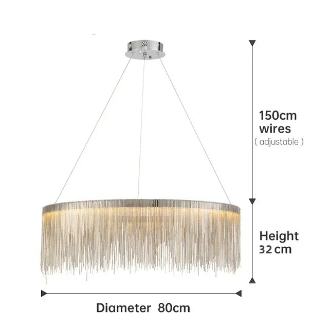 Afralia™ Gold Chain Chandelier with Remote Control - Modern LED Pendant Light for Home Décor