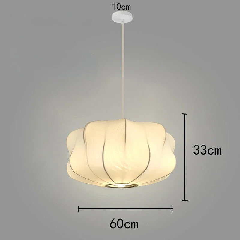 Afralia™ Nordic Fabric Lantern Pendant Chandelier for Bedroom Living Room Home Decor