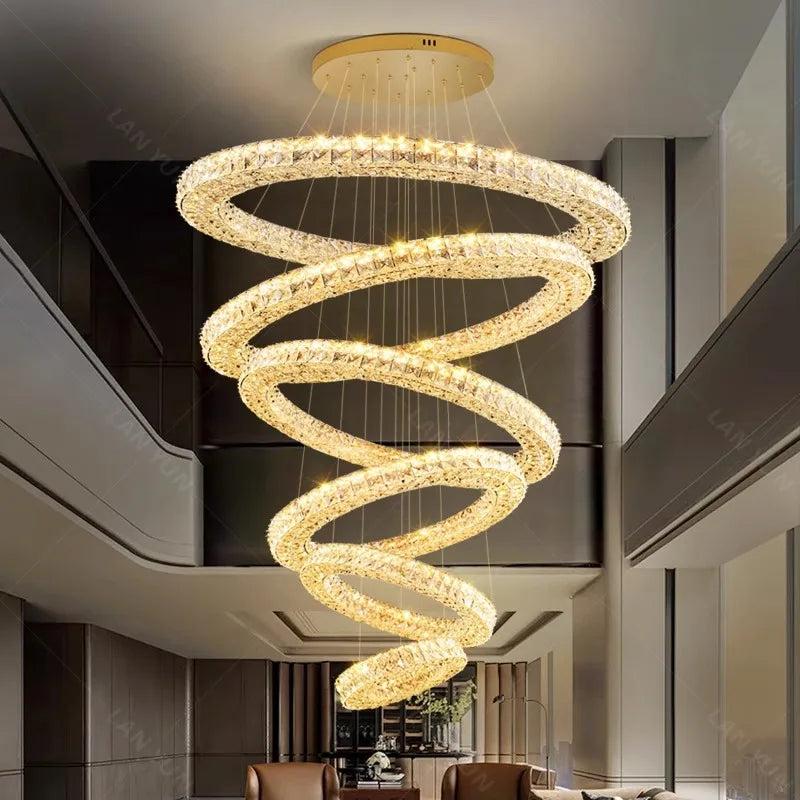 Afralia™ Luxury Crystal Chandelier Pendant Light for Living Room, Staircase & Ceiling.