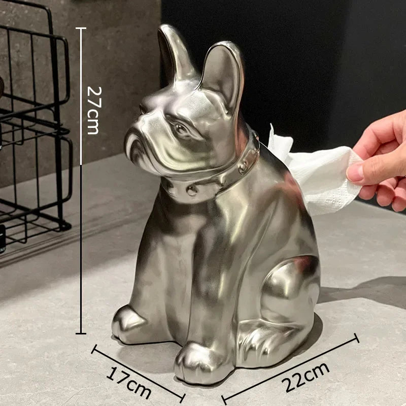 Afralia™ French Bulldog Ceramic Tissue Box - Creative Desk Decoration for Home and Office