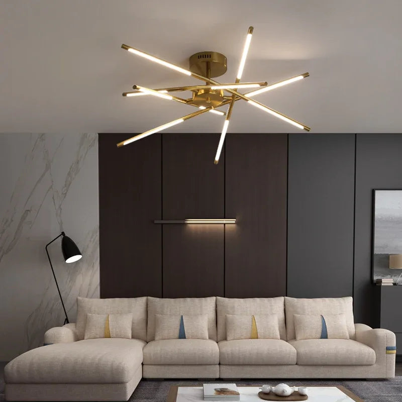 Afralia™ Linen Ceiling Chandelier: Black Gold Pendant Lamp for Home, Office, or Restaurant