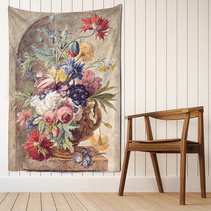 Afralia™ Court Style Floral Oil Painting Tapestry Wall Hanging Home Decor