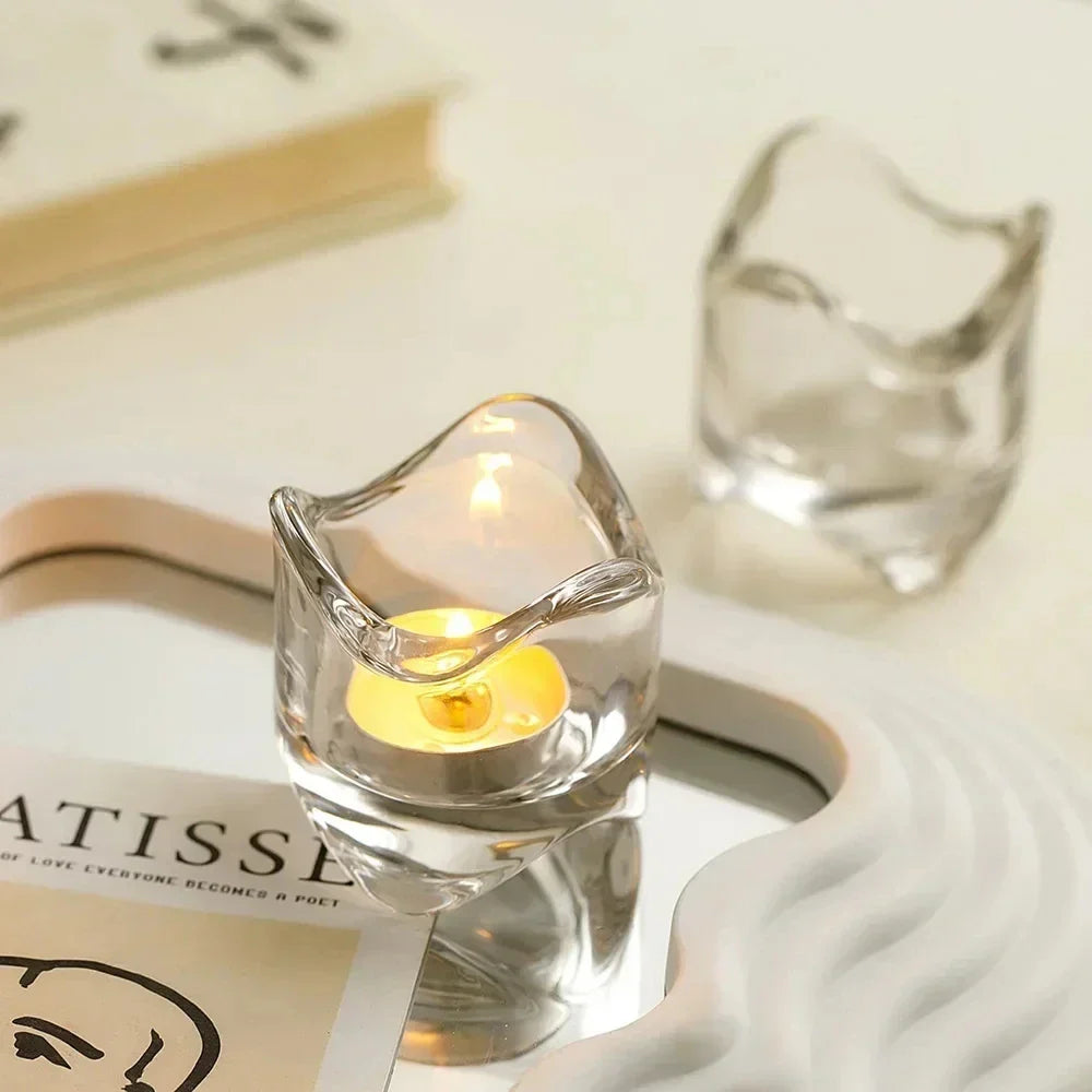 Afralia™ Glass Candlestick: Elegant Table Decoration for Romantic Ambiance