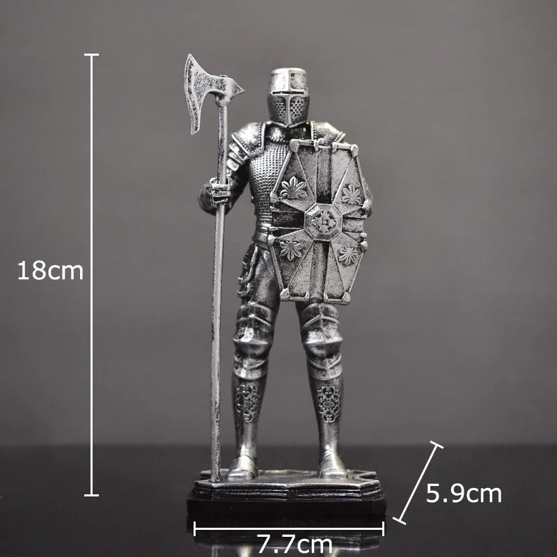 Afralia™ Heavy Armored Knight Resin Statue Decoration for Desk and Room Aesthetic