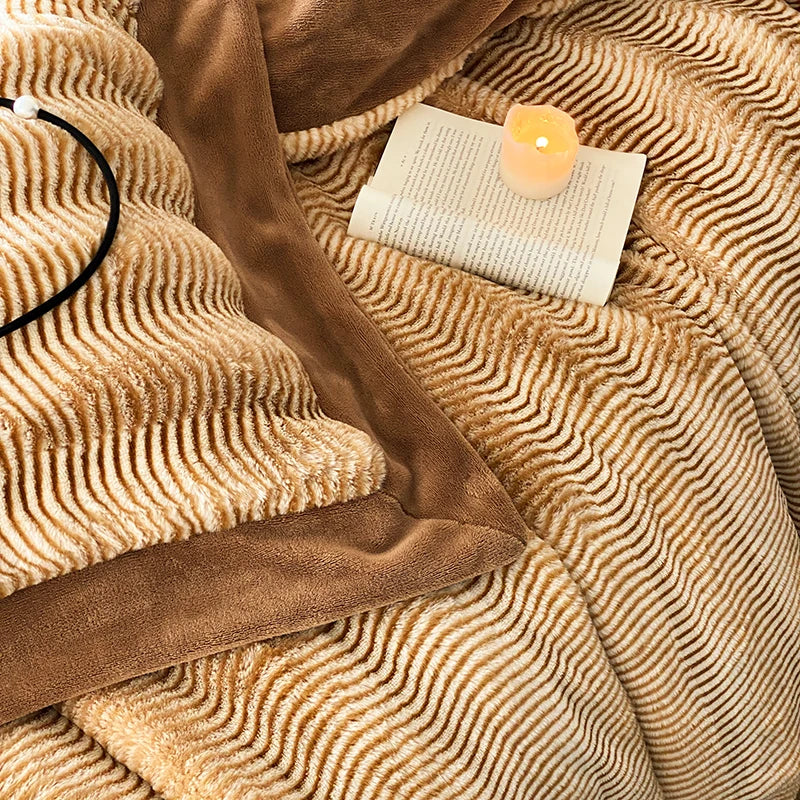 Afralia™ Winter Milk Velvet Bedding Set in Brown Grey - Soft Plush Duvet Cover, Sheet, Pillowcases