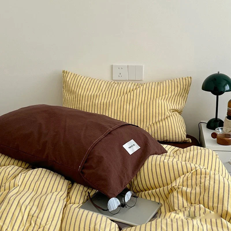 Afralia™ Nordic Striped Cotton Bedding Sets for Comfortable Seasons