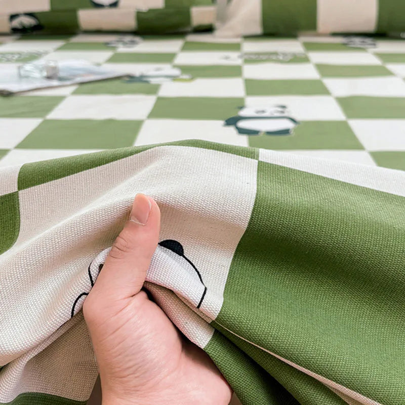 Afralia™ Cartoon Printed Cotton Bedspread | Queen King | Durable Coarse Cloth | All Seasons