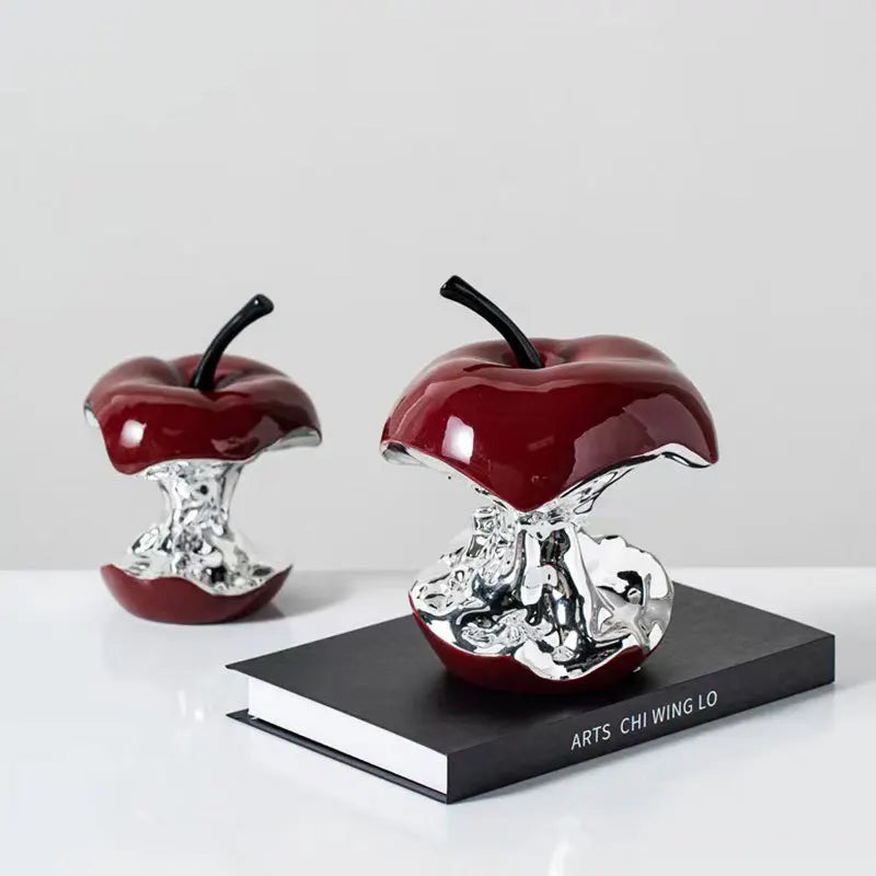 Afralia™ Silver Apple Resin Handicraft Decorative Figurine for Room Decoration