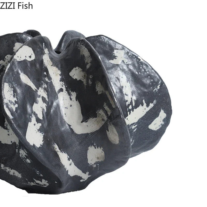 Afralia™ Black Starfruit Coral Vase Resin Desk Decor Modern Floral Room Aesthetic