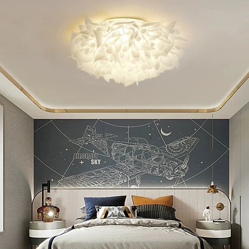 Afralia™ LED Petal Ceiling Chandelier for Living Room, Dimmable Round Bedroom Lamp