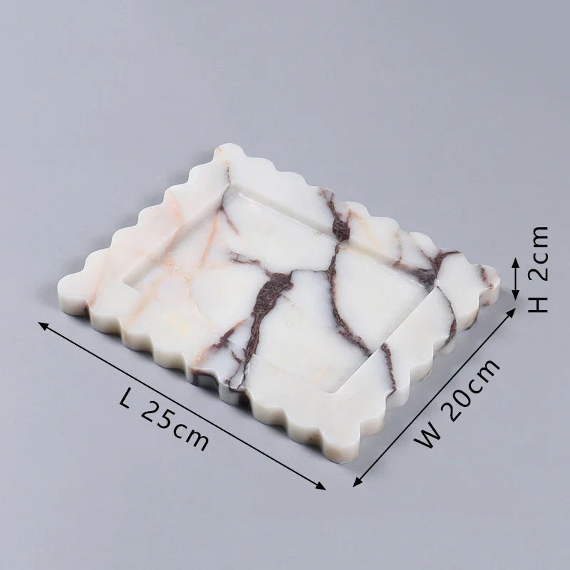 Afralia™ Calacatta Viola Marble Tray: Luxury Vanity & Kitchen Decor Tray