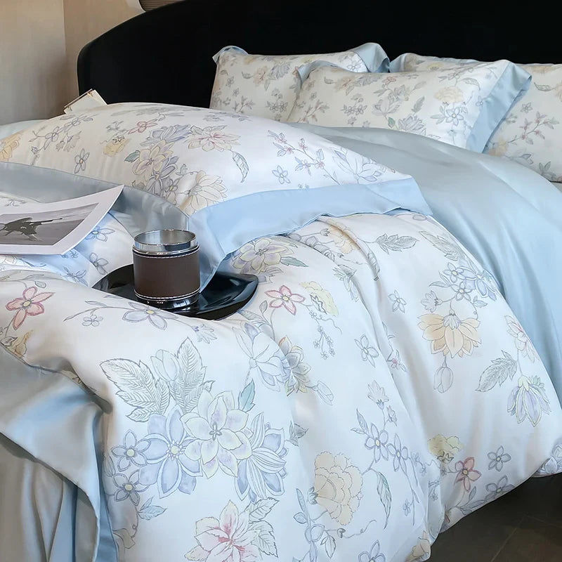 Afralia™ Eucalyptus Fiber Flowers Bedding Set: Duvet Cover, Bed Sheet, Pillowcase - 4Pcs