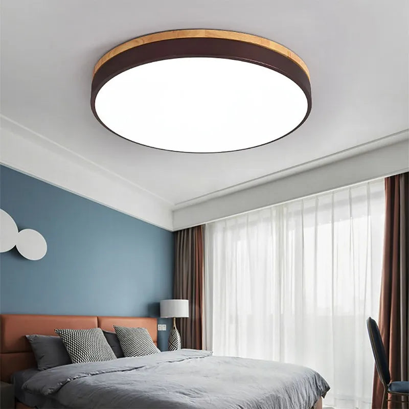 Afralia™ Macaron Nordic Wood LED Ceiling Light for Home Décor Lighting Fixtures