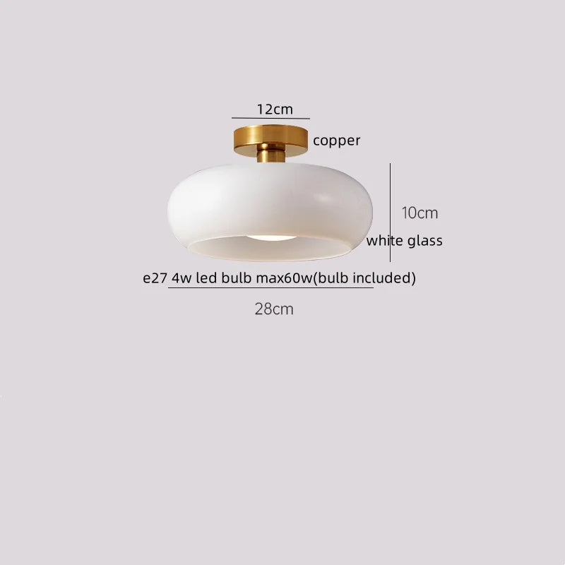 Afralia™ Glass LED Ceiling Lamp Copper Walnut Modern Living Room Lighting Fixtures