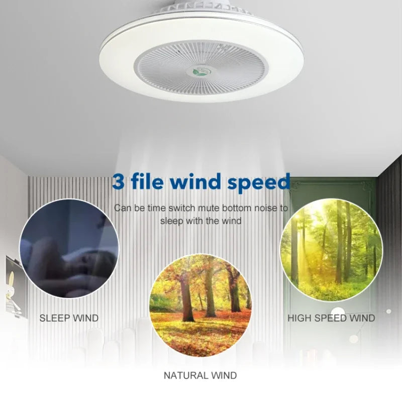 Afralia™ Modern Decorative Invisible Blade Ceiling Fan With LED Light