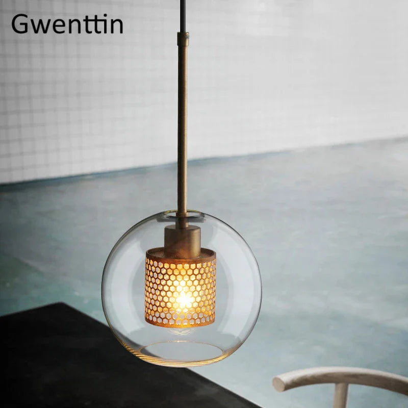 Afralia™ Nordic Glass Pendant Light | Modern Kitchen Dining Hanging Lamps | Industrial Loft LED Fixture