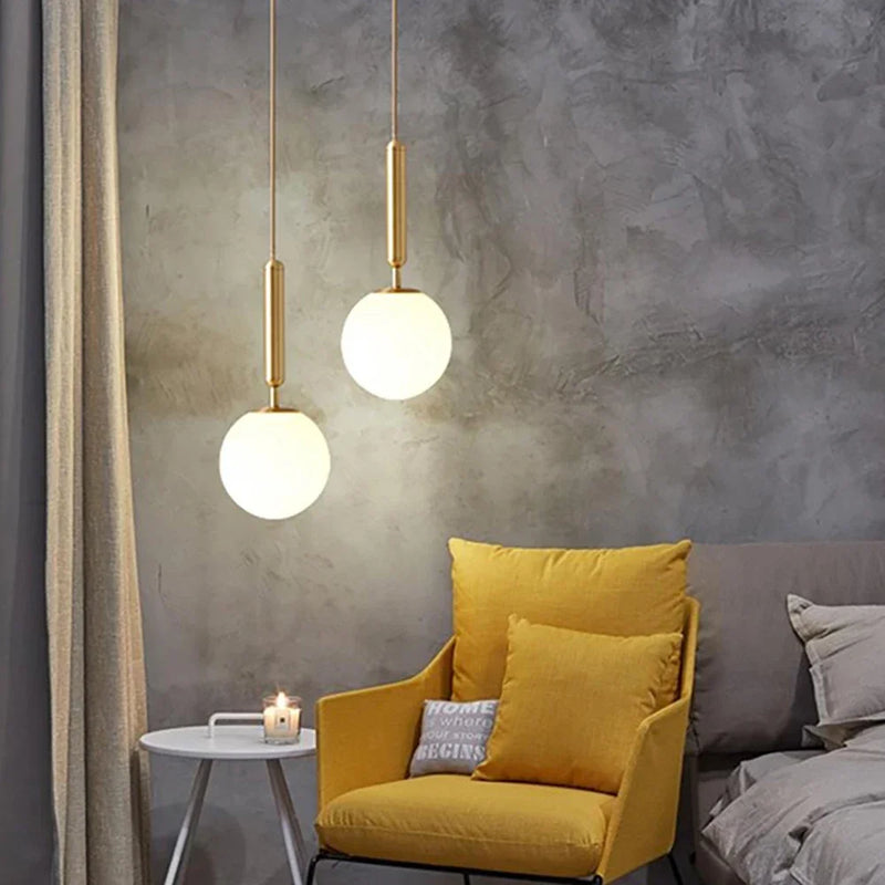 Afralia™ Modern Glass Ball Gold Chandelier Pendant Lamp