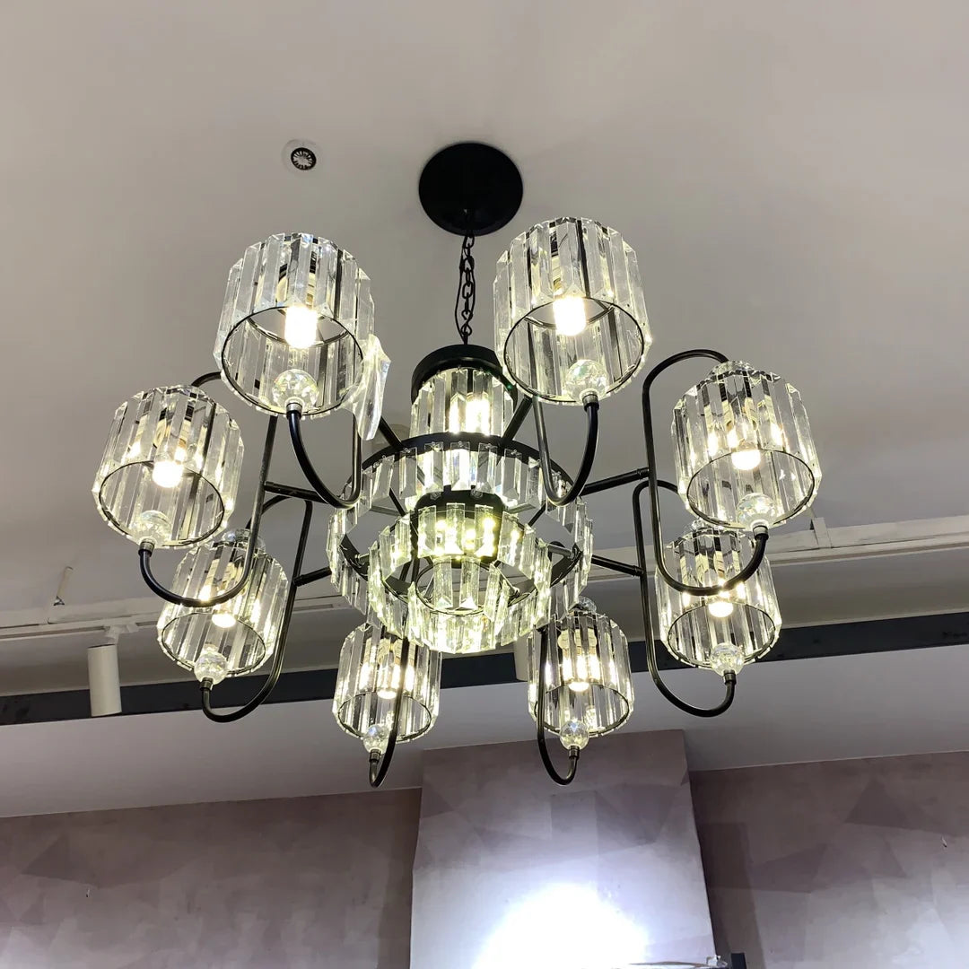 Afralia™ Nordic Copper LED Crystal Chandelier for Living Room, Dining Room, and Bedroom