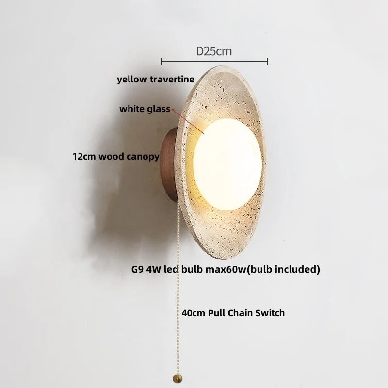 Afralia™ LED Wall Lights Yellow Travertine Interior Home Decor Bedside Lamp