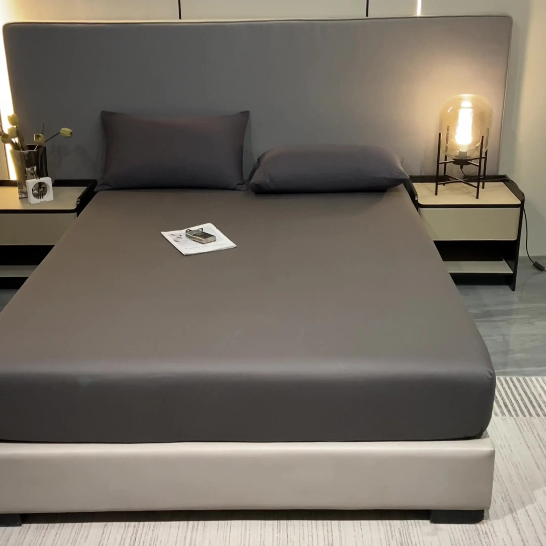 Afralia™ Soft Comfort Solid Color Fitted Bed Sheet - Double Mattress Cover