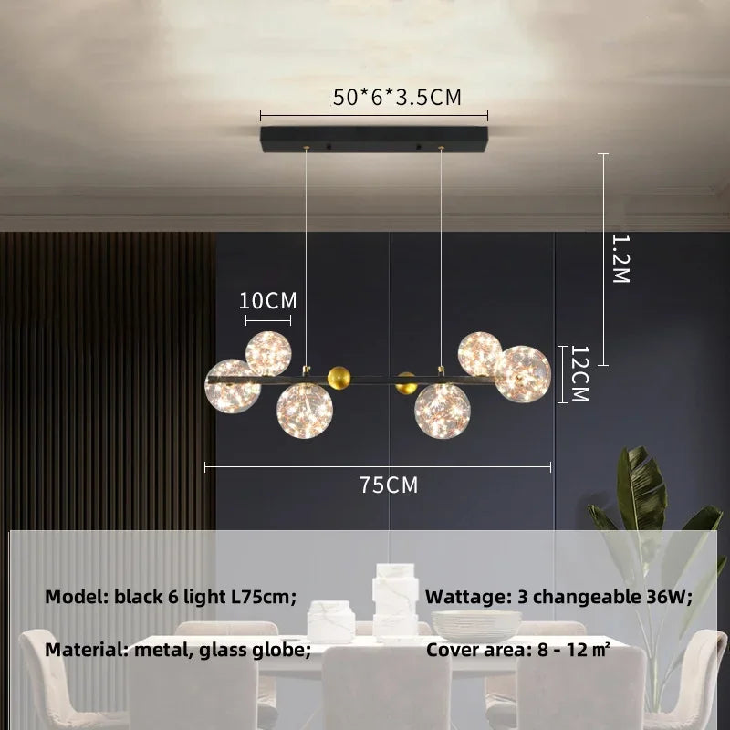 Afralia™ Modern Dimmable Metal Pendant Lights with Glass Globe for Dining Room & Bar