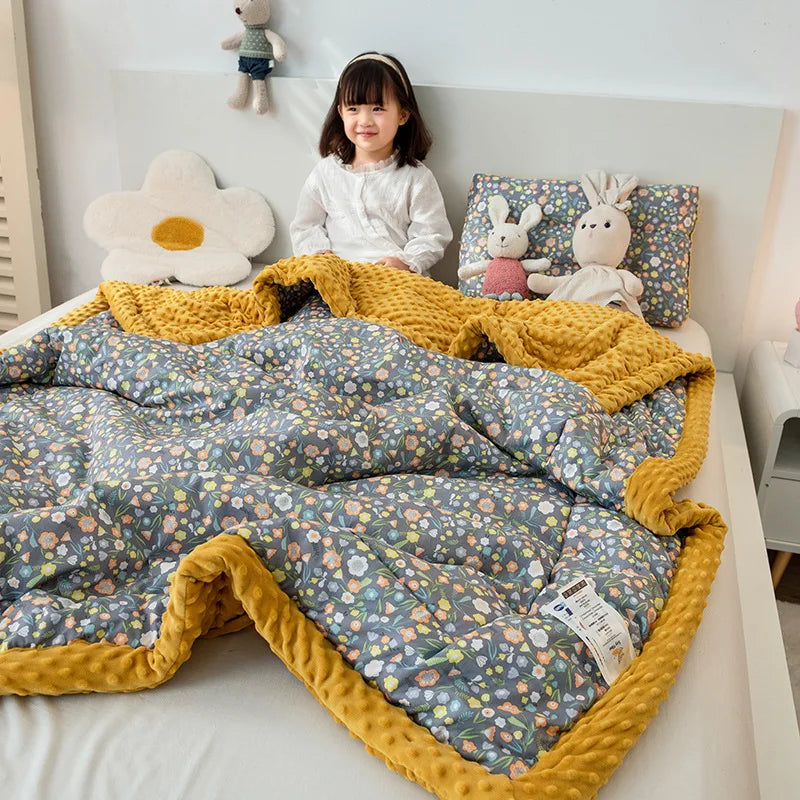 Afralia™ Cotton Floral Double Quilt | Retro Soothe Doudou Bedding Blanket