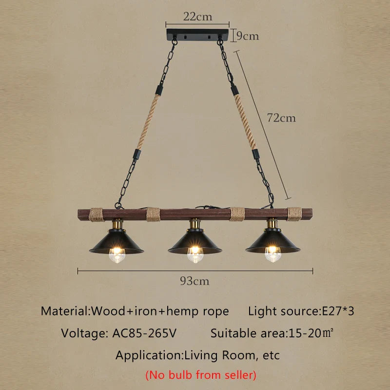 Afralia™ Nostalgic Wood and Rope Chandelier for Vintage Industrial Lighting