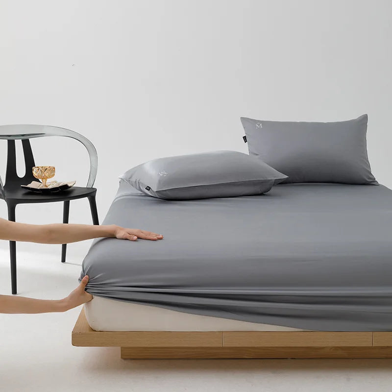 Afralia™ Luxury Satin Finish Cotton Fitted Sheet: High Quality, Skin-friendly and Breathable Bed Cover.