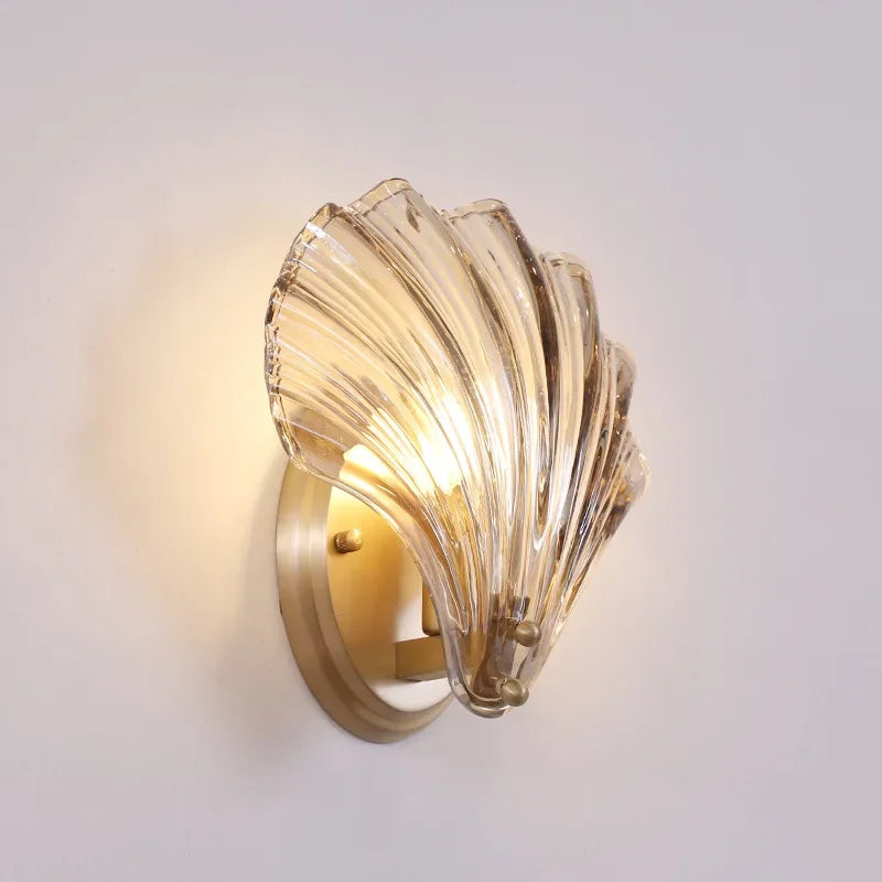 Afralia™ Glass Shell Led Wall Lamp: Modern Hall Sconce with Creative Lighting for Bedroom, Kitchen.