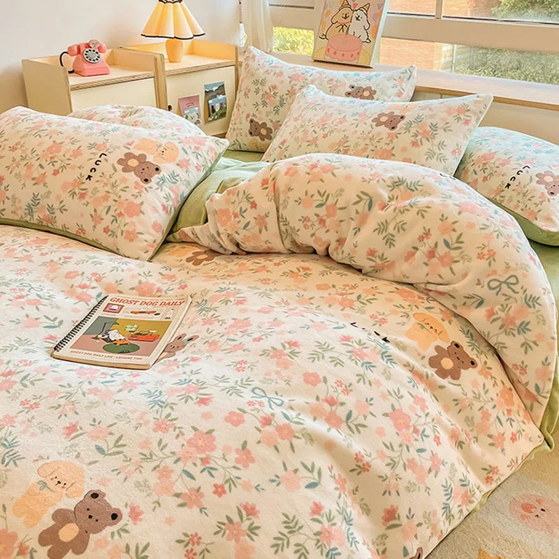 Afralia™ Soft Flannel Comforter Cover: Cute Pattern, Skin-Friendly for Warm, Cozy Sleep