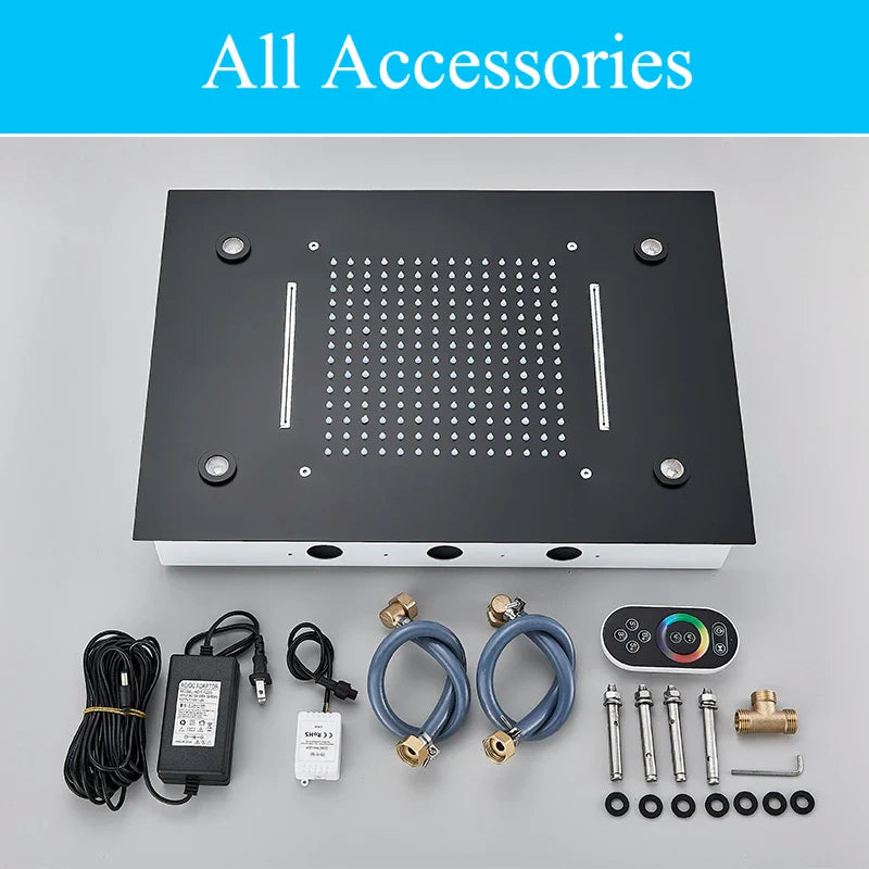 Afralia™ LED Shower Faucet Ceiling Mount Rainfall Waterfall Head Shower Set