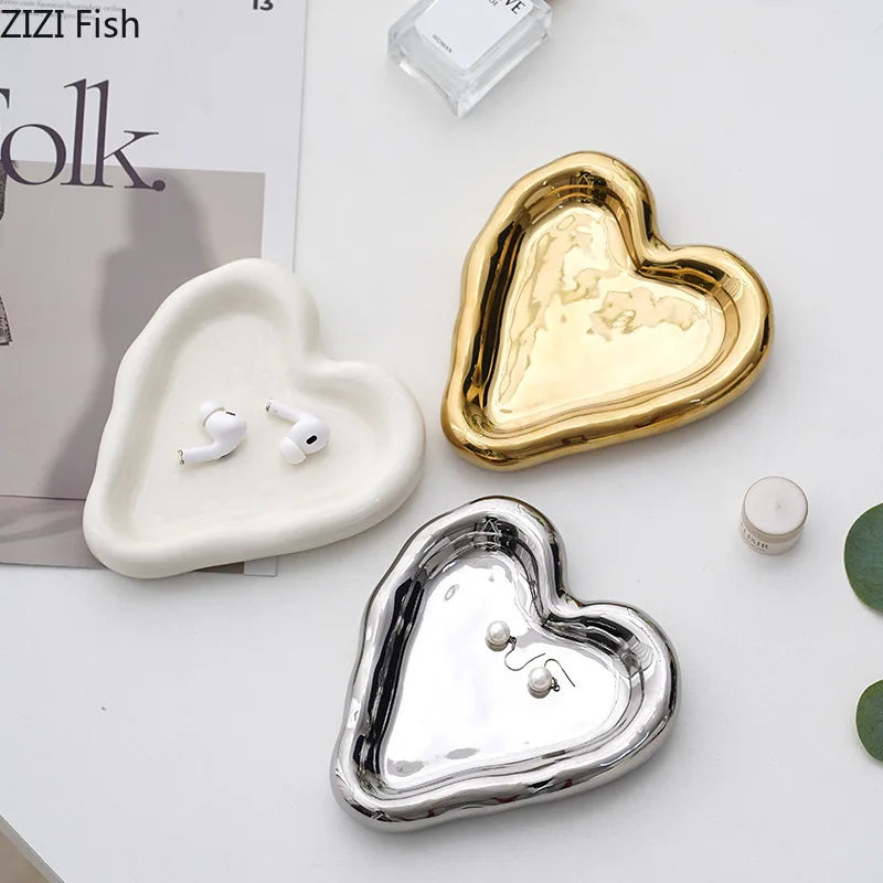 Afralia™ Heart-Shaped Jewelry Stand Tray: Earrings & Necklace Display Plate