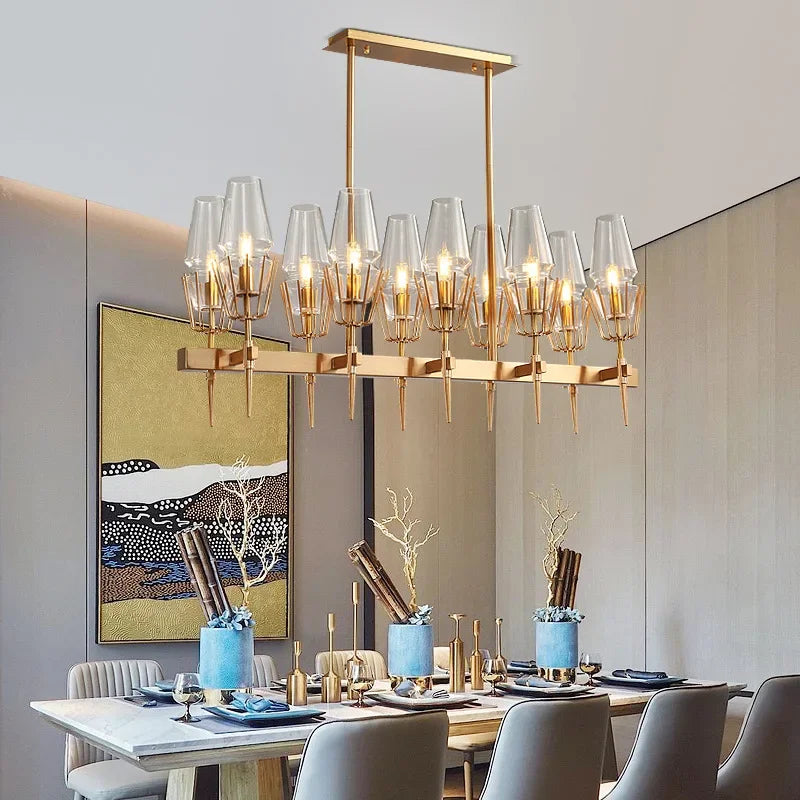 Afralia™ Gold Lustre Glass Chandelier: Modern Luxury Pendant for Living, Dining, Bedroom