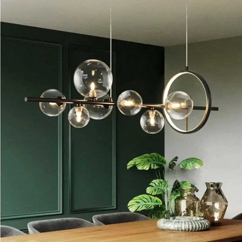 Afralia™ Modern Glass Ball LED Pendant Chandelier for Home Living Room Dining Bedroom