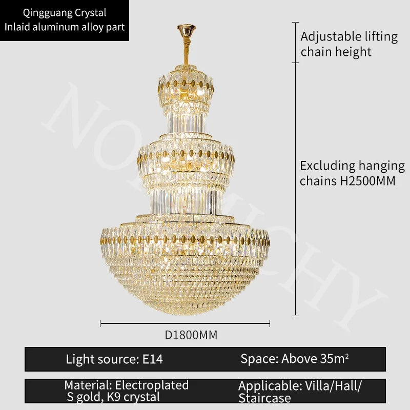 Afralia™ Crystal Hanging Lighting European Light Luxury Living Room Decor Luxury Hotel Lobby
