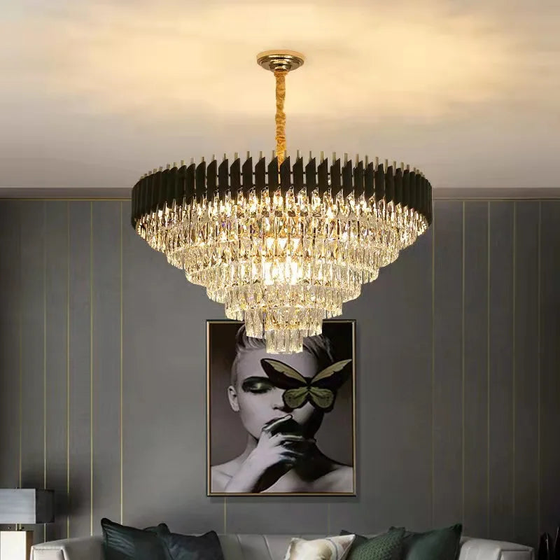 Afralia™ Luxury K9 Crystal Ceiling Chandelier: High-end LED Lighting for Home Decor