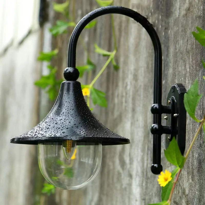 Afralia™ Black Outdoor Wall Lamp for Country Garden Villa Aisle Balcony Lighting