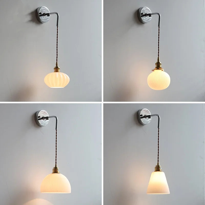 Afralia™ Modern Glass LED Wall Light Fixture Bedroom Aisle Study Lamp
